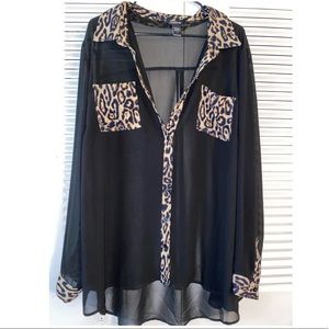 EUC Torrid Sheer Animal print blouse